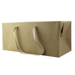Packnwood FHC - 50Pcs - Sac boîte carton kraft poignées tissu (poids max 5kg) - 300x200x170mm - marron en carton 210BXBAG_0