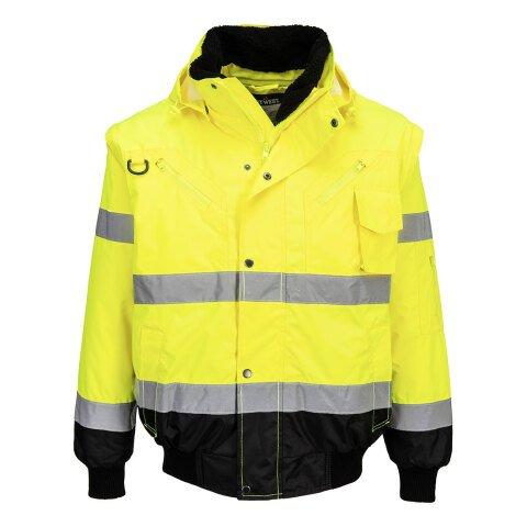 PORTWEST C465 BLOUSON BOMBER 3-EN-1 HAUTE VISIBILITÉ BICOLORE JAUNE/NOIR - TAILLE XXL