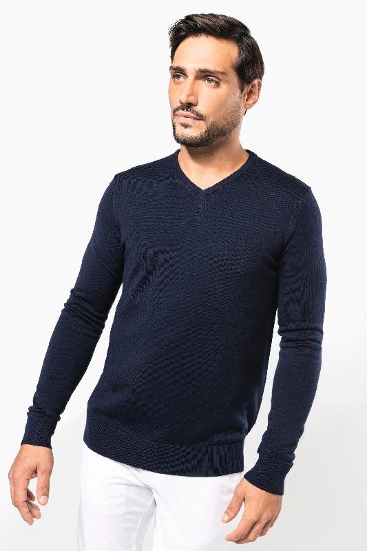 Pull Mérinos col V homme - Réf: PK910 - Kariban Premium - 100% laine extra-fine peignée_0