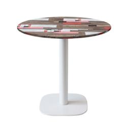 Restootab - Table Ø70cm - modèle Round pied blanc redden wood - marron fonte 3760371519330_0