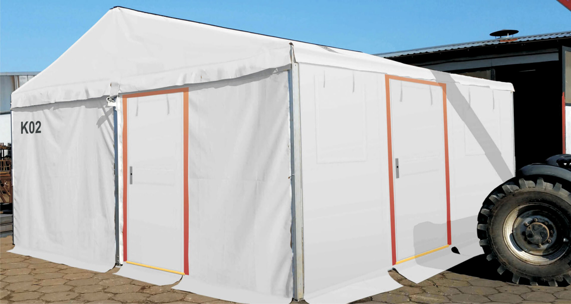 Tente sur mesure hybride avec structure à armature et bardage PVC pré-monté - Utilis SAS_0