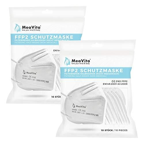Masque buccal et nasal MeaVita FFP2 - paquet de 20 demi-masques certifiés jetables avec pince nasale_0