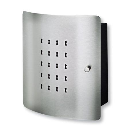 Armoire à clés - porte design en acier inoxydable - serrure magnétique - 10 crochets - couleur noire_0