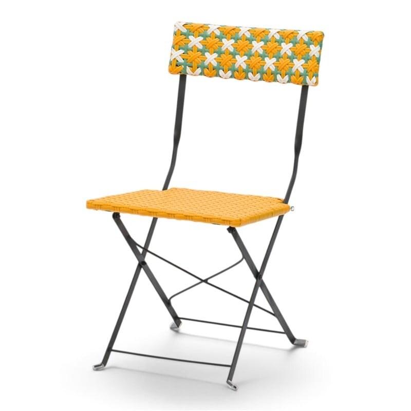 Bistromania Chaise GARDEN pliante, tressage jaune vert et blanc – 41 x 49 x 83 cm - multicolore multi-matériau EA279_0