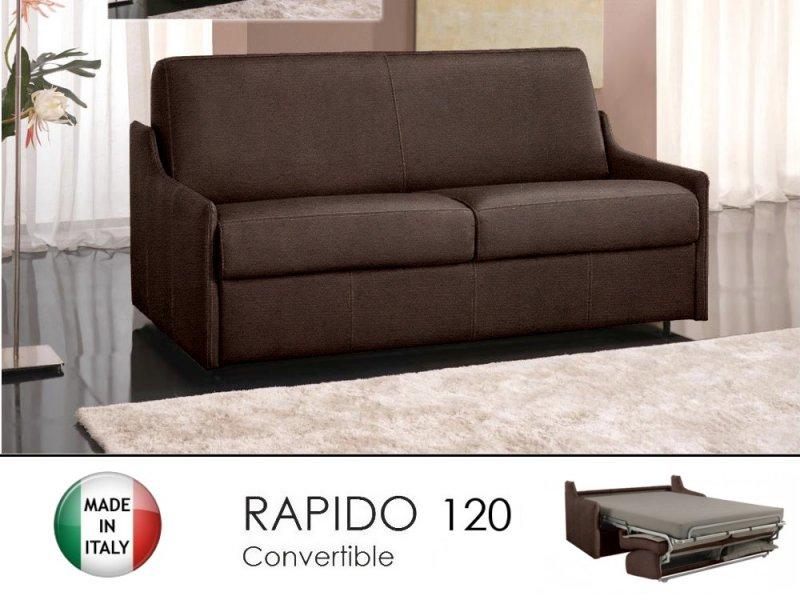 Canapé lit convertible express 2-3 places Luna - Microfibre marron - Matelas 16 cm - Couchage 120 x 197 cm_0