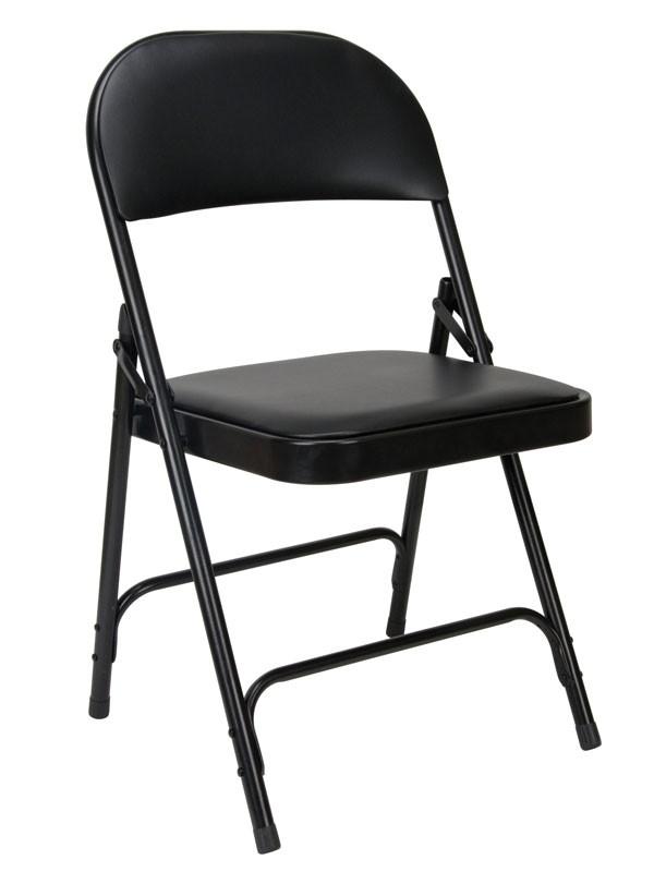 Chaise pliante noire Europ - Lot de 6 - Revêtement vinyle, structure acier, piétement renforcé_0