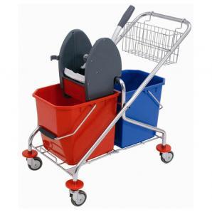 Chariot de lavage pliable - 2 seaux 15L - acier chromé - roues Ø80mm_0