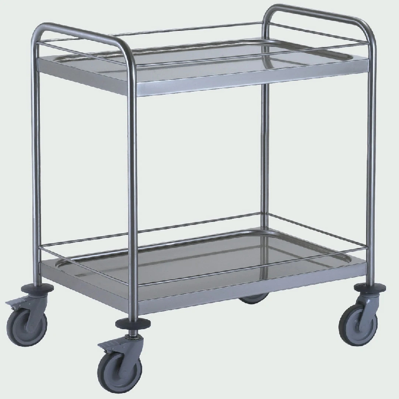Chariot de service avec 2 arceaux 2 plateaux 1000 x 600 mm avec galerie_0