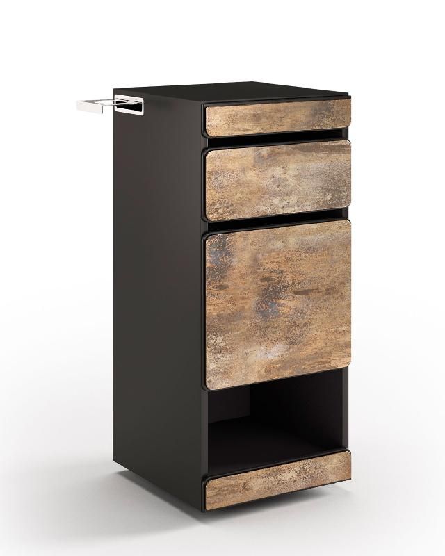 Coiffeuse Carrello Metal Trolley A8014 - Chariot de service avec roulettes, structure en PET noir et métal, porte sèche-cheveux_0