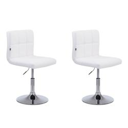 Décoshop26 - Lot de 2 chaises de salle à manger style moderne et design en synthétique blanc hauteur réglable pivotant pieds en 10_0000227 - blanc_0