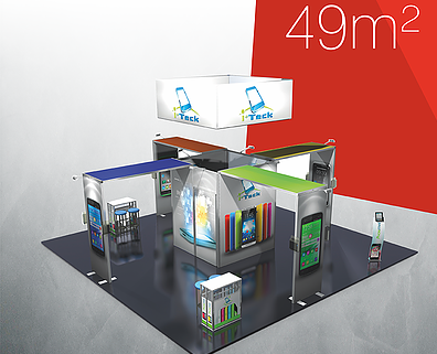 Stand modulaire Easy Stands en tissu - 49m² (7x7) avec réserve 4m² et 4 arcs totems_0