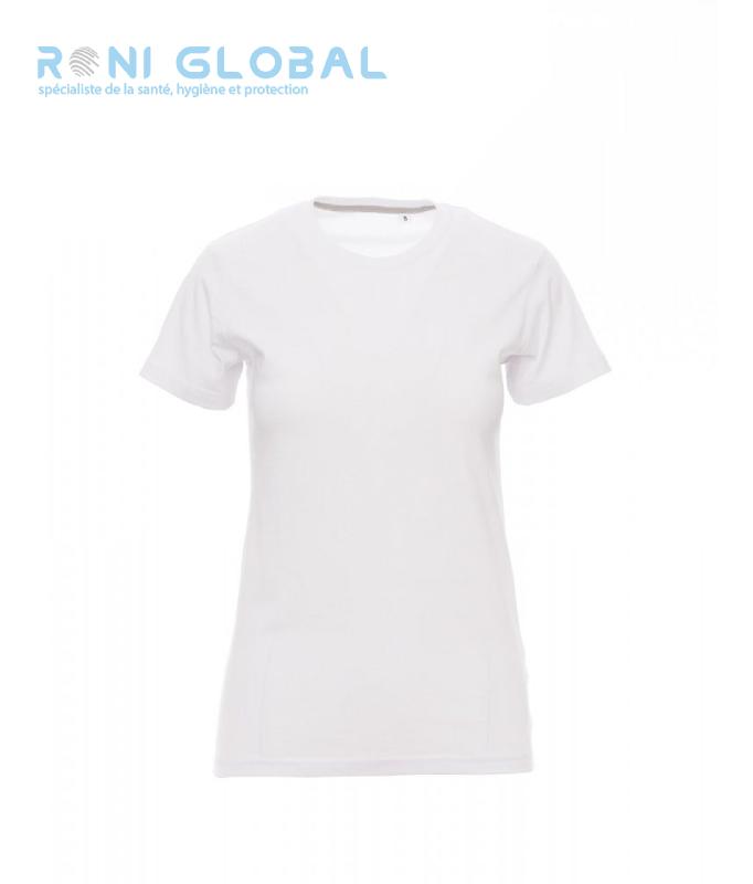 T-shirt de travail femme en coton - FREE PAYPER - cintré, col rond, manches courtes_0