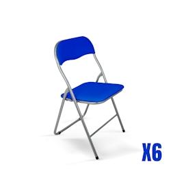 Furniture Style Lot de 6 chaises pliantes bleues. Modèle Sevilla - bleu plastique JJJ0028AZX6_0