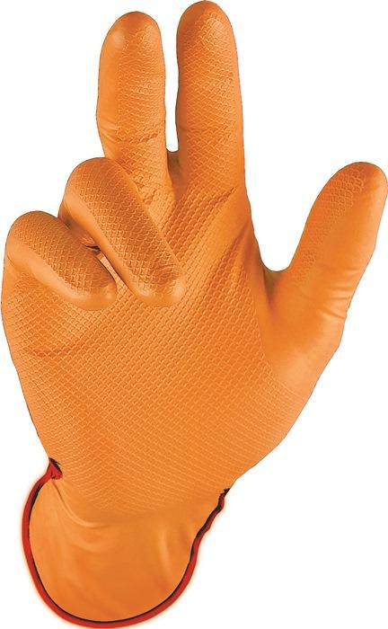 Gant jetable poignée orange taille 8 orange nitrile EN 388, EN 374 catégorie EPI III 50 pièces/boîte STRONGHAND_0