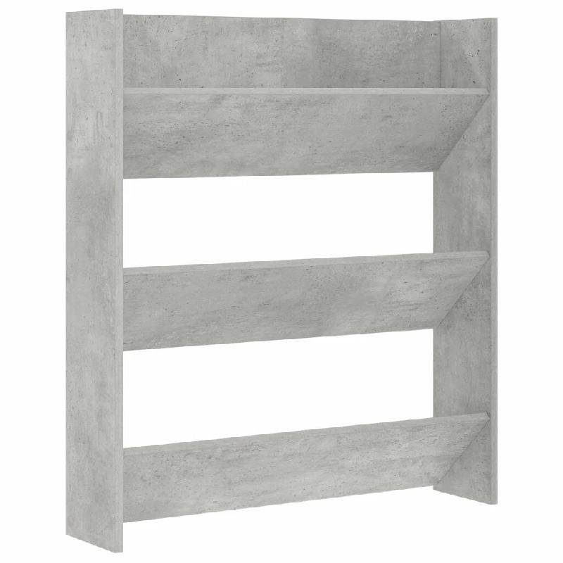 Helloshop26 - Armoire à chaussures murale moderne 80 x 18 x 90 cm 3 étagères basculantes style simple en aggloméré gris béton 02_0047901 - gris_0