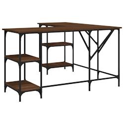 Helloshop26 - Bureau table poste de travail meuble d'ordinateur informatique étude chêne 139 x 139 x 75 cm bois d'ingénierie brun 02_0023609 - 3000_0