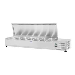 Helloshop26 - Saladette à poser table comptoir acier inoxydable - 150 x 33 cm - 7 bacs GN 1/4 14_0003291 - 3000230438984_0