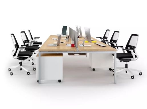 Idea - Bureau open space Kollori pour 4 personnes - Solide, économique, démontable_0
