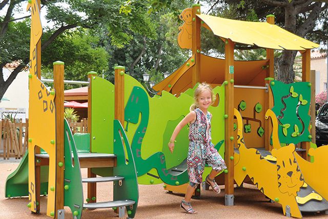 Jeu combiné de plein air pour école, camping, espace vert municipaux,... - Tranche d'âges : 6 mois à 6 ans - Safari 2000_0