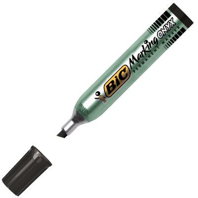 MARQUEUR PERMANENT ONYX MARKER 1591 - POINTE BISEAU - CORPS METAL GRANDE CONTENANCE - ENCRE NOIRE - LOT DE 2