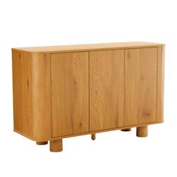 Oviala Business Buffet 3 portes moderne rectangulaire L120 cm bois clair - beige Bois massif 113848_0