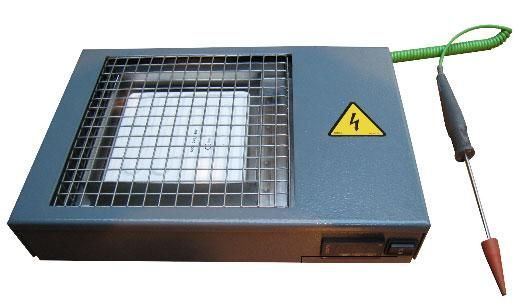 Plaque chauffante avec ceinture thermique - résistance céramique 500W - surface 125x125mm - options support magnétique et thermocouple_0