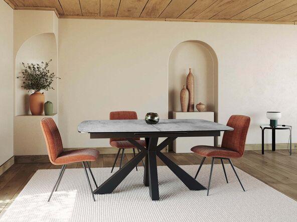 Table de réunion extensible en céramique Rosario - Pied en X laqué - Seatmob - Dimensions 160x135x76 cm - Jusqu'à 8 personnes_0