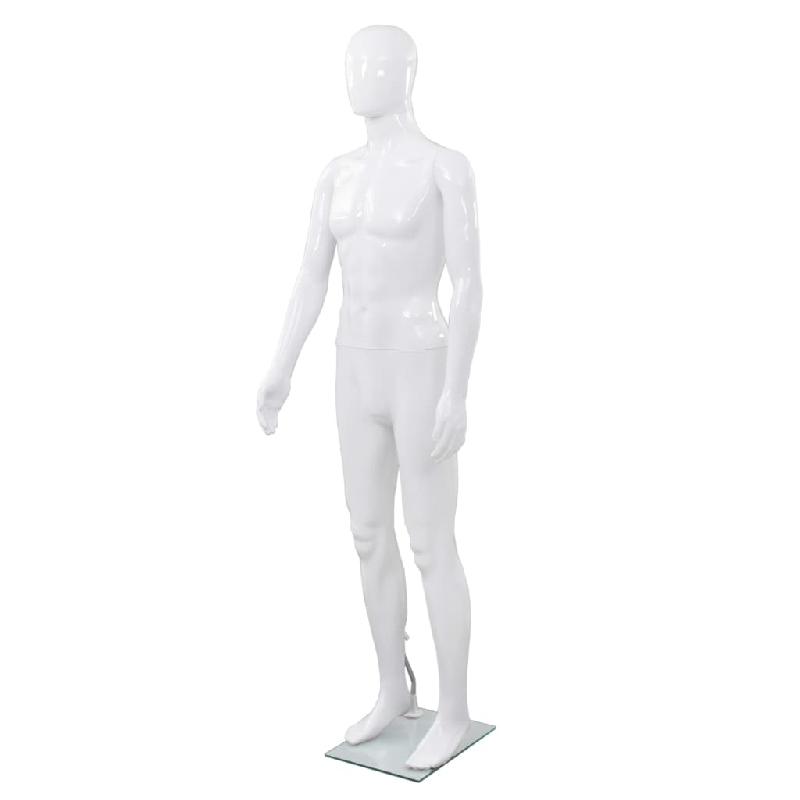 Vidaxl mannequin homme corps complet base verre blanc brillant 185 cm 142926_0
