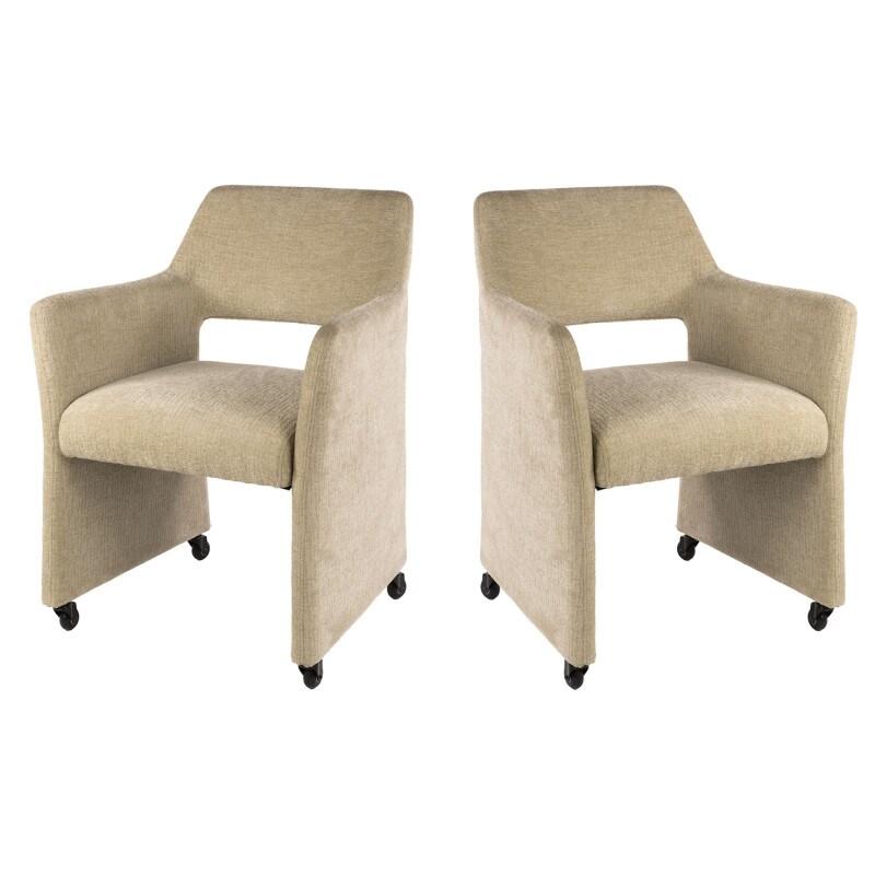 Vivabita Matelpro - Fauteuil à roulettes moderne en tissu sable Flora (lot de 2) - Sable - 3665367398862_0