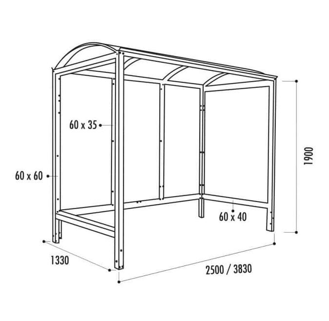 Abri Bus Viareggio - Profil en acier galvanisé 2,5 mm - Polycarbonate alvéolaire anti-UV - Ossature en tube carré_1