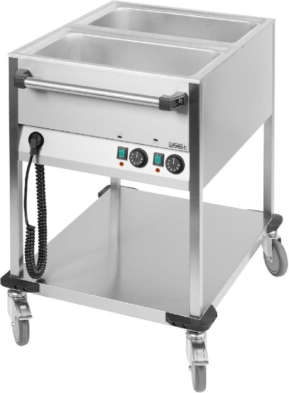 Chariot bain-marie à eau 2 x GN1/1 - CASSELIN CCBM2V - Thermostat réglable et robinet de vidange_0