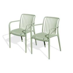 CITY Garden Lot de 2 fauteuils de jardin empilables en polypropylène vert olive - TIAGO - vert TIAGO-FT-OLIVEX2_0