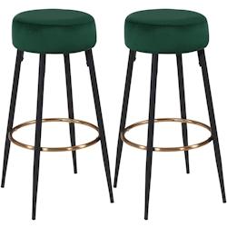 Décoshop26 - Lot de 2 tabourets de bar en tissu velours vert foncé cadre en métal avec repose-pieds TDB09216 - 3001074969603_0