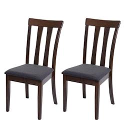 Décoshop26 - Set de 2 chaises de salle à manger cuisine en tissu gris foncé et bois massif marron foncé 04_0002966 - marron 3000250648981_0