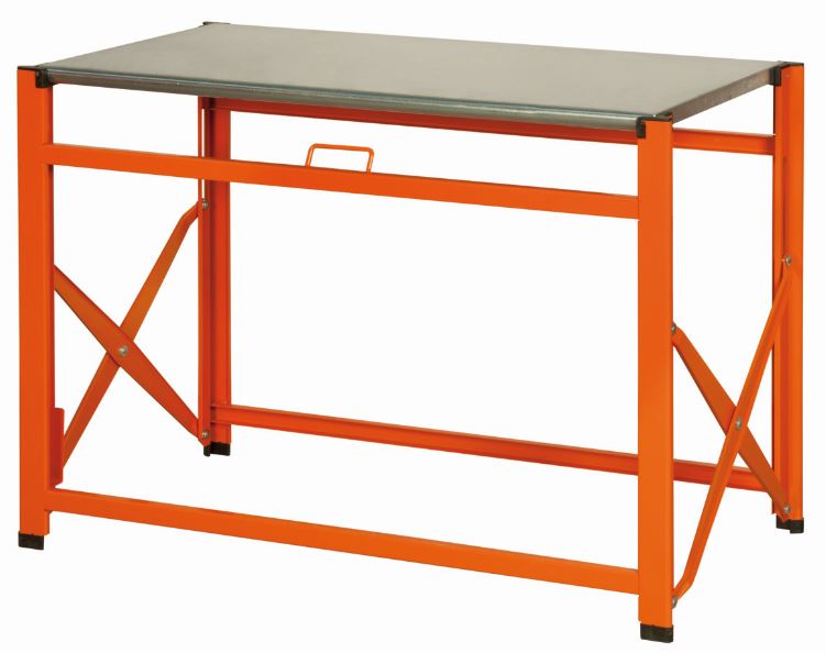 Établi pliable avec plateau en acier galvanisé, 840 mm x 510 mm x 970 mm - 1495FWB097TS_0