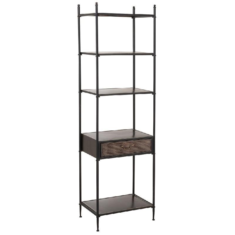 Étagère AKIBE - 1 tiroir, 4 tablettes en métal noir - Design et pratique_0