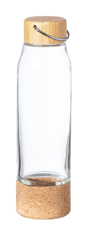 Gourde en verre - couvercle bambou - base en liège naturel - 470 ml_0