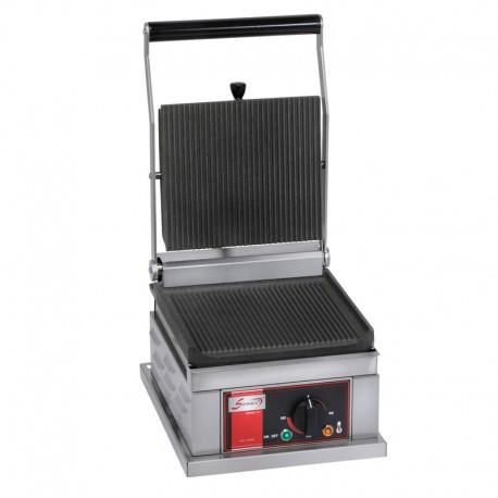 Grill professionnel panini simple petit modèle plaques rainurées - PPM1_0