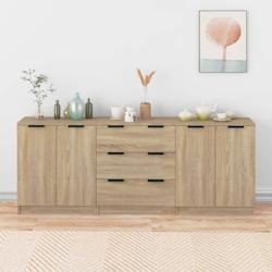 Helloshop26 - Buffet bahut commode armoire meuble de rangement organisateur cuisine salle de séjour salons 3 pcs sonoma bois 02_0037108 - 30002132163_0