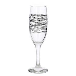 Novastyl - Lot 6 Flutes Serpentin 22cl En Verre Avec Ligne Noire - 3256390181165_0
