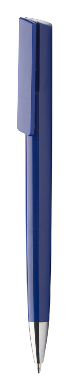 Stylo à bille en plastique - embout chromé - encre bleue - couleur bleu foncé_0