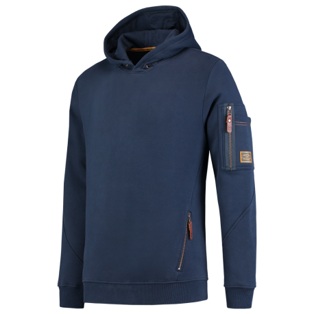 Sweat à capuche confort bleu - L - 3 poches zippées, coton et polyester 300g/m²_0