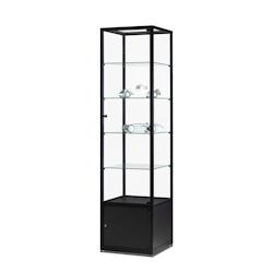 Vitrine d'Exposition Colonne Noire avec Rangement 50x50x198,4cm SARAZINO Vitrines - 3701478500173_0