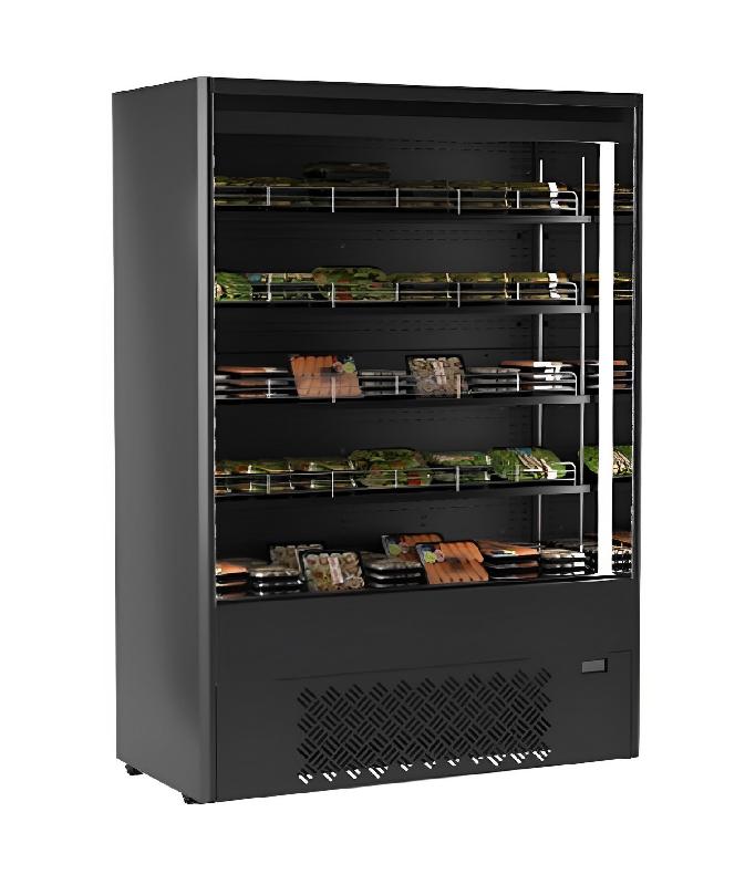 Vitrine libre service murale - Température de -1°C à +5°C - Finitions blanc, noir ou gris - Faible profondeur 640 mm - Joues pleines - Rideau de nuit - Froid ventilé - 2 compresseurs_0