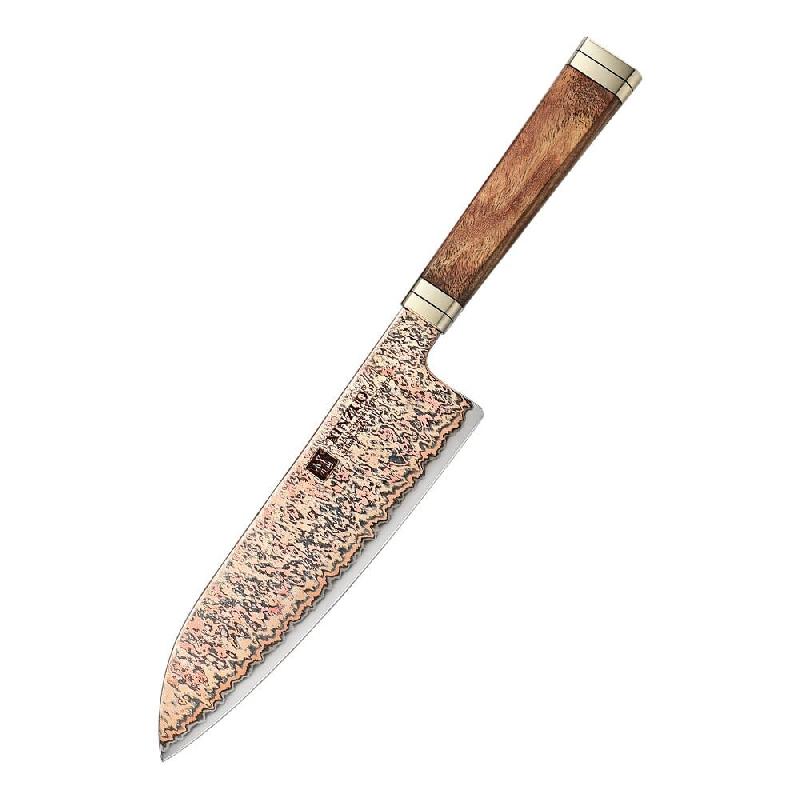 XinZuo - Santoku en damas de cuivre 18 cm - série X08C - fabriqué en damas de cuivre à 53 couches - multicolore X08C-RS_0