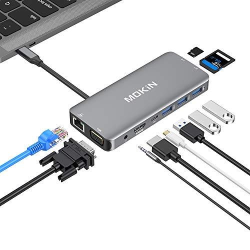 MOKIN HUB USB C ADAPTATEUR DE TYPE C 10 EN 1 AVEC HDMI 4K VGA,RJ45 GIG_0