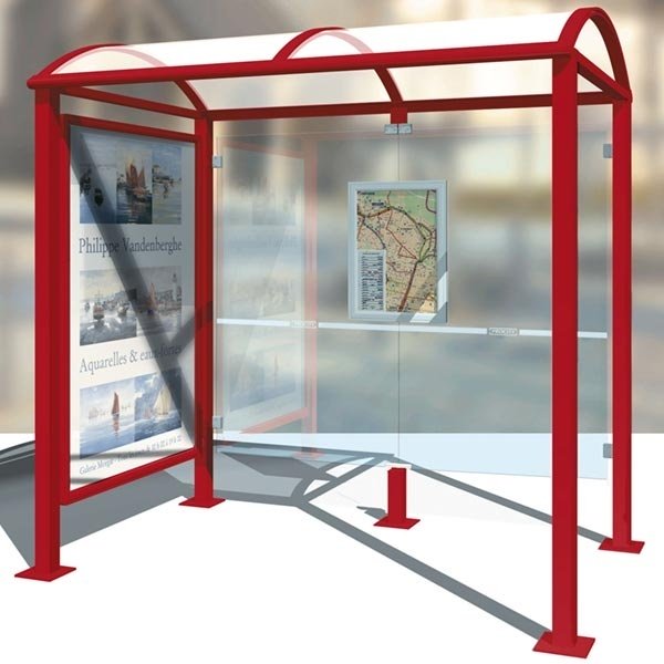 Abri bus Ouessant - structure en acier et bardage en verre sécurit - dimensions 2,50m ou 5,00m_0