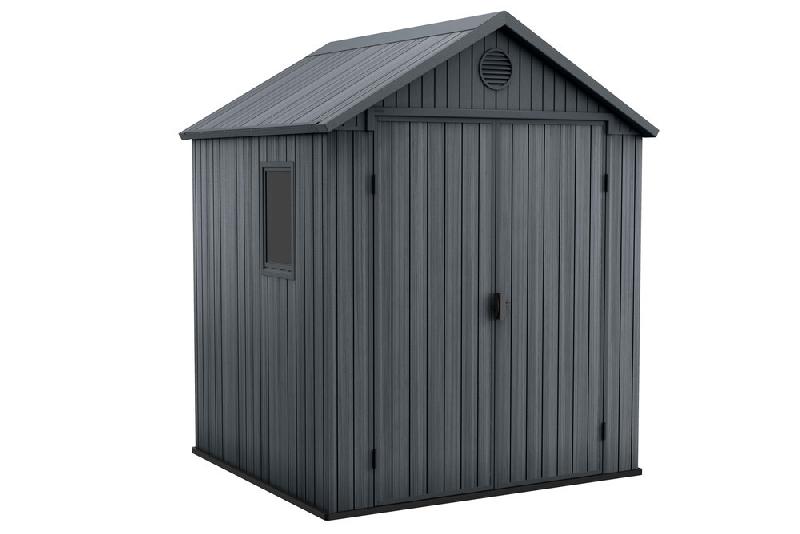 Abri jardin résine aspect bois Darwin 66 - 3 m² - gris_0