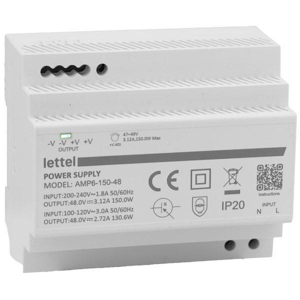 Alimentation 230Vca/24Vcc, puissance 150W. Fixation rail-din, largeur 6 modules - LETTEL - AMP6-150-24_0