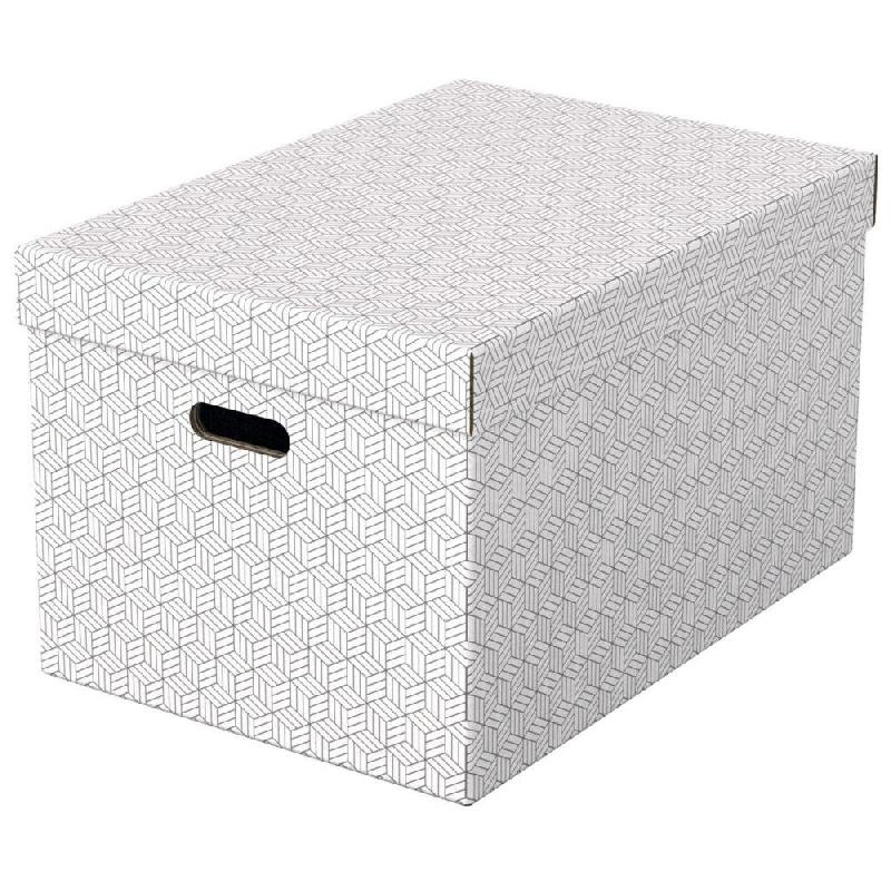 BOÎTE DE RANGEMENT ESSELTE HOME EN CARTON RECYCLE GRAND FORMAT -BLANC - LOT DE 3 BOÎTES